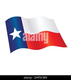 flying waving texas tx state flag serigrafia icona vettore isolato su sfondo bianco Illustrazione Vettoriale