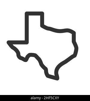 texas tx state map outline simplified silhouette icona vettore isolato su sfondo bianco Illustrazione Vettoriale