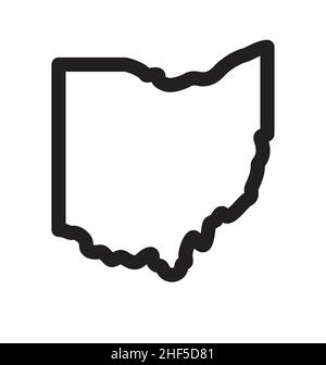 ohio oh stato mappa forma contorno semplificato vettore isolato su sfondo bianco Illustrazione Vettoriale