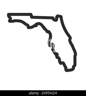 florida fl state map forma contorno silhouette semplificata icona vettore isolato su sfondo bianco Illustrazione Vettoriale