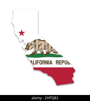 bandiera dello stato ca della california in un vettore semplificato di simboli di forma della mappa isolato su sfondo bianco Illustrazione Vettoriale