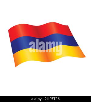 volo ondeggiante bandiera armena di armenia seta fluente icona vettore isolato su sfondo bianco Illustrazione Vettoriale