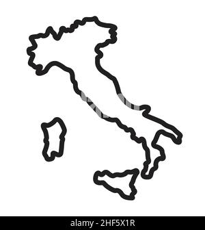 italia italia mappa contorno semplificato silhouette vettoriale isolato su sfondo bianco Illustrazione Vettoriale