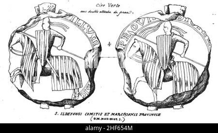 Segell-Alfons-II-1209-comte-provena. Foto Stock