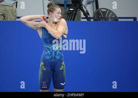 26th LUGLIO 2021 - TOKYO, GIAPPONE: Sophie Hansson di Svezia conclude 2nd delle sue donne del 100m Semifinale di corsa al seno ai Giochi Olimpici di Tokyo 2020 (Phot Foto Stock