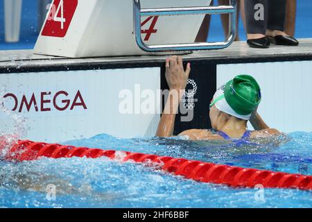 26th LUGLIO 2021 - TOKYO, GIAPPONE: Tatjana Schoenmaker del Sudafrica vince il Semifinale di corsa al seno femminile 100m ai Giochi Olimpici di Tokyo 2020 (Phot Foto Stock