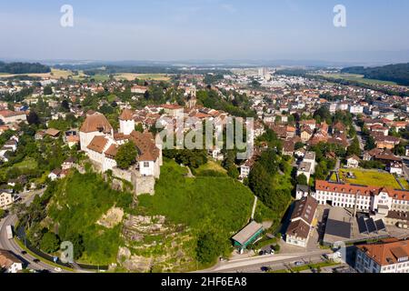 Piccola città di Burgdorf nella valle di Emmen (Emmental), Svizzera Foto Stock