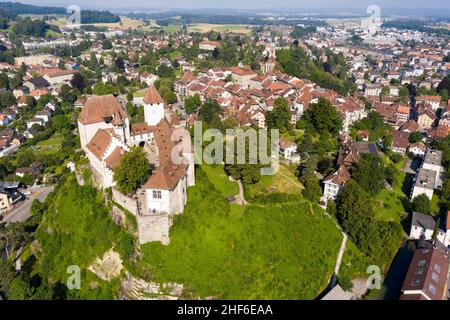 Piccola città di Burgdorf nella valle di Emmen (Emmental), Svizzera Foto Stock