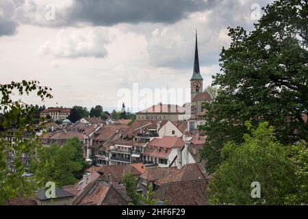 Piccola città di Burgdorf nella valle di Emmen (Emmental), Svizzera Foto Stock