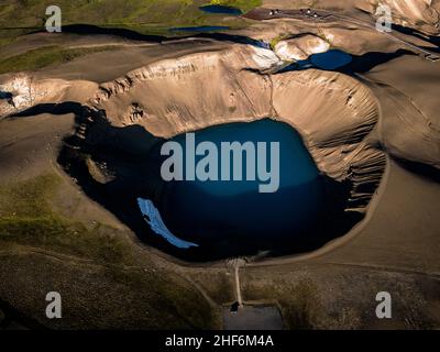 Vulcano, cratere, lago, Krafla, Islanda Foto Stock