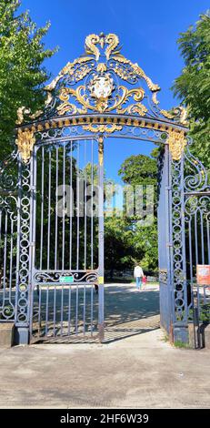 Ingresso al parco pubblico Jardin di Bordeaux, Francia, Foto Stock