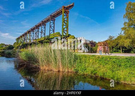 Duisburg, Landscape Park Duisburg-Nord, zona della Ruhr, Renania settentrionale-Vestfalia, Germania Foto Stock