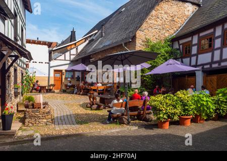 Ristorante a Herrstein, Deutsche Edelsteinstrasse, Naheland, Renania-Palatinato, Germania Foto Stock