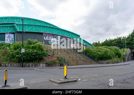 Newcastle, Regno Unito - 7th luglio 2019: La Utilita Arena, precedentemente chiamata Metro Arena, è un'arena sportiva e di intrattenimento nella città di Newcastle upon Tyn Foto Stock