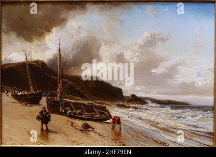 Seascape di Louis Gabriel Eugene Isabey, francese, 1851, olio su tela Foto Stock