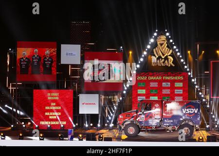 Jeddah, Arabia Saudita. 14th Jan 2022. 522 De Groot Richard (nld), Hulsebosch Jan (nld), Laan Mark (nld), Firesen Dakar Team, Iveco Magirus 4x4 DRNL, T5 FIA Camion, azione durante il Podium finale del Rally Dakar 2022, il 14th 2022 gennaio a Jeddah, Arabia Saudita - Foto Julien Delfosse / DPPI Credit: DPPI Media/Alamy Live News Foto Stock