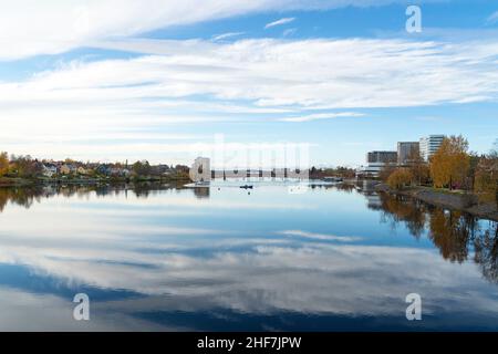 Svezia, Västerbottens Län, Umeå, città universitaria, lungomare, ALV. UME Foto Stock