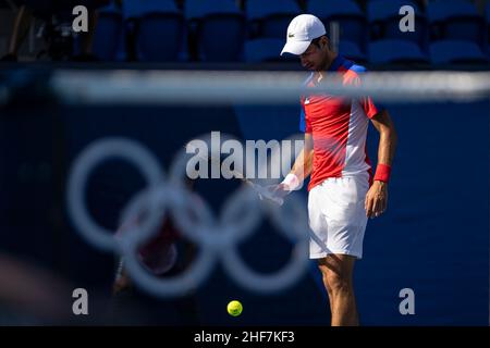 Tokyo, Giappone. 31st luglio 2021. Giochi olimpici: Partita di tennis tra Novak Djokovic e Pablo Carreño per la medaglia di bronzo all'Ariake Arena. © ABEL F. ROS Foto Stock