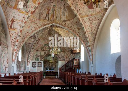 Vordingborg, la chiesa di Keldby, famosa per i suoi affreschi a Keldby, Moen, Danimarca Foto Stock