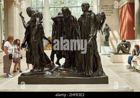 Corte europea delle sculture al Metropolitan Museum of Art di New York. Rodin Burghers di Calais Foto Stock