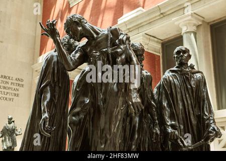 Corte europea delle sculture al Metropolitan Museum of Art di New York. Rodin Burghers di Calais Foto Stock