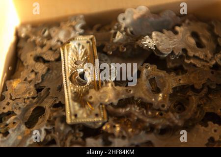 antique fittings,  collection,  workshop Foto Stock
