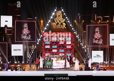 Jeddah, Arabia Saudita. 14th Jan, 2022. Durante il Podium Finish del Dakar Rally 2022, il 14th 2022 gennaio a Jeddah, Arabia Saudita - Foto Julien Delfosse / DPPI Credit: DPPI Media / Alamy Live News Foto Stock