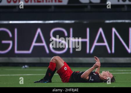 Rotterdam, Amsterdam. 14th Jan 2022. ROTTERDAM, PAESI BASSI - GENNAIO 14: Julian Baas di Excelsior durante la partita olandese Keukenkampioendivisie tra Excelsior e De Graafschap allo stadio Van Donge & De Roo il 14 Gennaio 2022 a Rotterdam, Paesi Bassi (Foto di Herman Dingler/Orange Pictures) credito: Orange Pics BV/Alamy Live News Foto Stock