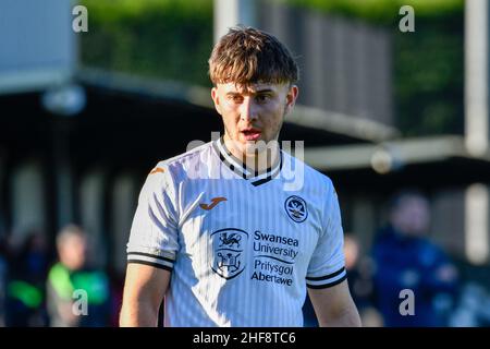 Swansea, Galles. 14 Gennaio 2022. Dylan Morgan di Swansea City Under 23s durante la partita della Premier League Cup tra Swansea City Under 23s ed Exeter City Under 23s alla Swansea City Academy di Swansea, Galles, Regno Unito il 14 gennaio 2022. Credit: Duncan Thomas/Majestic Media. Credit: Majestic Media Ltd/Alamy Live News Foto Stock