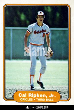 CAL Ripken 1982 Fleer Rookie Baseball Card Foto Stock