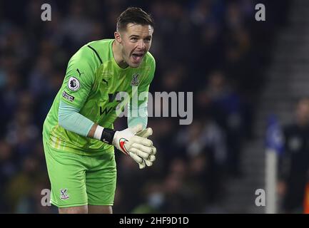 Brighton, Regno Unito. 14th Jan 2022. Brighton and Hove, Inghilterra, 14th gennaio 2022. Jack Butland of Crystal Palace durante la partita della Premier League allo stadio AMEX, Brighton e Hove. Il credito dell'immagine dovrebbe leggere: Paul Terry / credito dello Sportimage: Notizie dal vivo dello Sportimage/Alamy Foto Stock