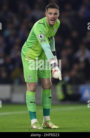 Brighton, Regno Unito. 14th Jan 2022. Brighton and Hove, Inghilterra, 14th gennaio 2022. Jack Butland of Crystal Palace durante la partita della Premier League allo stadio AMEX, Brighton e Hove. Il credito dell'immagine dovrebbe leggere: Paul Terry / credito dello Sportimage: Notizie dal vivo dello Sportimage/Alamy Foto Stock