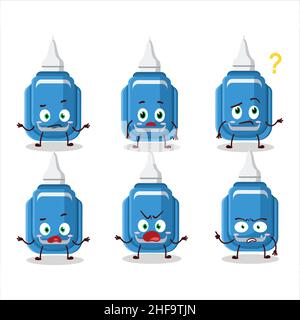 Carattere cartoon della penna di correzione blu con quale espressione. Illustrazione vettoriale Illustrazione Vettoriale