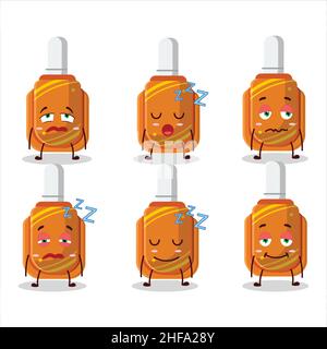 Carattere cartoon della penna di correzione arancione con espressione sonnolenta. Illustrazione vettoriale Illustrazione Vettoriale