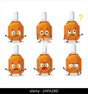 Carattere cartoon della penna di correzione arancione con quale espressione. Illustrazione vettoriale Illustrazione Vettoriale