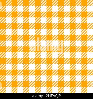 Motivo senza cuciture a scacchi arancione e bianco. Illustrazione vettoriale. Illustrazione Vettoriale