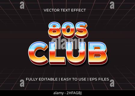 80s effetto di testo vettoriale club modificabile. facile da usare, file eps Illustrazione Vettoriale