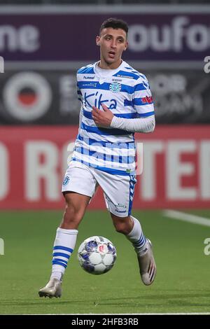 Rotterdam, Amsterdam. 14th Jan 2022. ROTTERDAM, PAESI BASSI - GENNAIO 14: Hicham Acheffay di De Graafschap durante la partita olandese Keukenkampioendivisie tra Excelsior e De Graafschap allo stadio Van Donge & De Roo il 14 Gennaio 2022 a Rotterdam, Paesi Bassi (Foto di Herman Dingler/Orange Pictures) Credit: Orange Pics BV/Alamy Live News Foto Stock