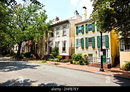 Case storiche a Georgetown, Washington Foto Stock