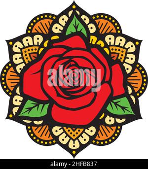 Illustrazione vettoriale del colore della rosa di Mandala Illustrazione Vettoriale
