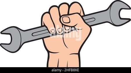 Illustrazione del vettore colore della chiave di bloccaggio manuale Illustrazione Vettoriale
