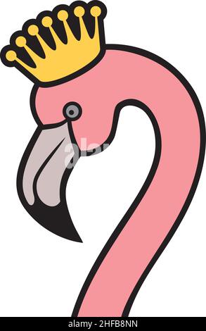Testa Flamingo con illustrazione del vettore corona Illustrazione Vettoriale