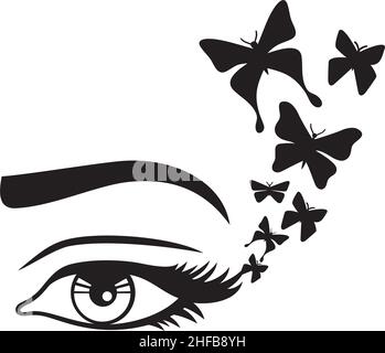 Illustrazione vettoriale dell'occhio e della farfalla della donna Illustrazione Vettoriale