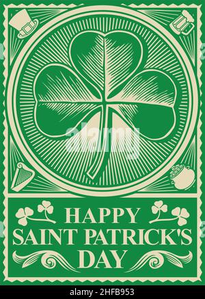 Felice San Patricks giorno poster illustrazione vettoriale Illustrazione Vettoriale