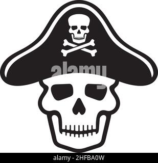 Cranio pirata con illustrazione vettoriale del cappello Illustrazione Vettoriale
