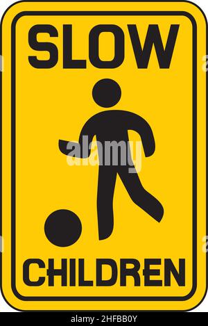 Illustrazione del vettore dei segnali di traffico lento dei bambini Illustrazione Vettoriale