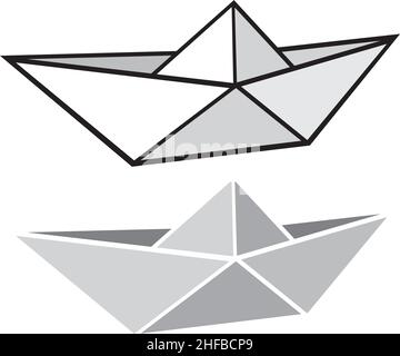Illustrazione vettoriale della barca di carta Origami Illustrazione Vettoriale
