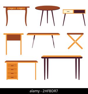 Illustrazione del vettore del set di tabelle. Tabella isolata vuota, illustrazione vettoriale Illustrazione Vettoriale