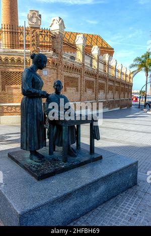 Monumento a las Cigarreras en Cádiz Foto Stock