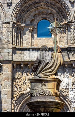 Fuente de los caballos en la plaza de platerias, Santiago de compostela Foto Stock